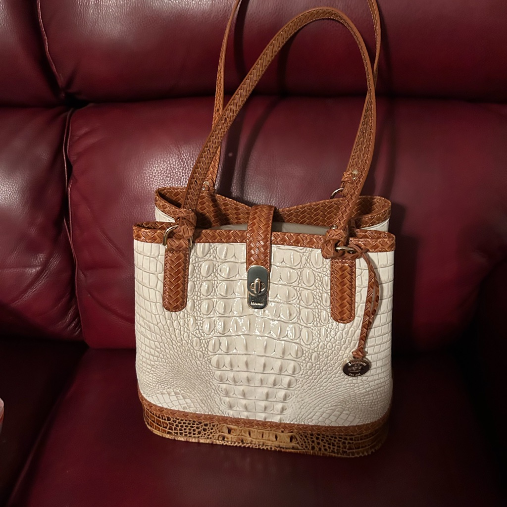 Brahmin Bag White Trim Brown Bought But Never Used